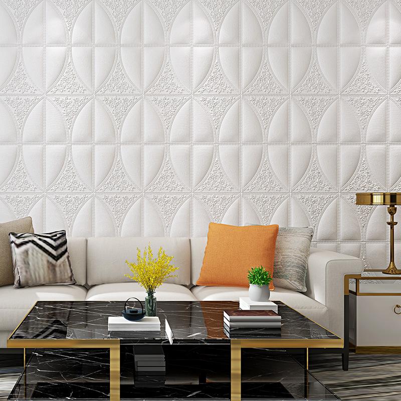 35*35Cm Creative Self-Adhesive Panels Tv Background Wall Decals Living Room Wall Cover Grid Soft Bag 3D Home Ornament
