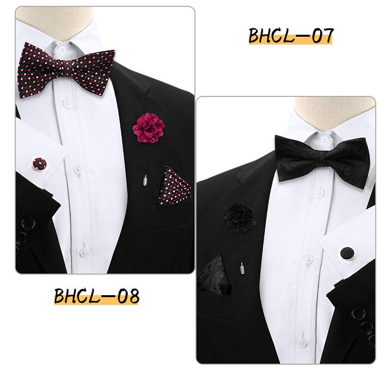 Korean Style 4-Piece Men's Bow Tie & Pocket Square Set for Weddings & Formal Events