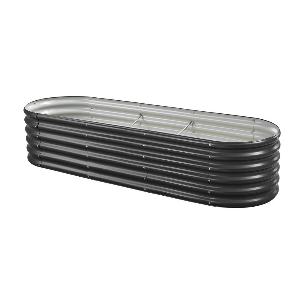 Metal Raised Garden Bed, 2.0 X 0.6 X 0.4 M Oval Outdoor Galvalume Planter Garden Box, Open Bottom Design, Large Planter Raised Bed for Growing