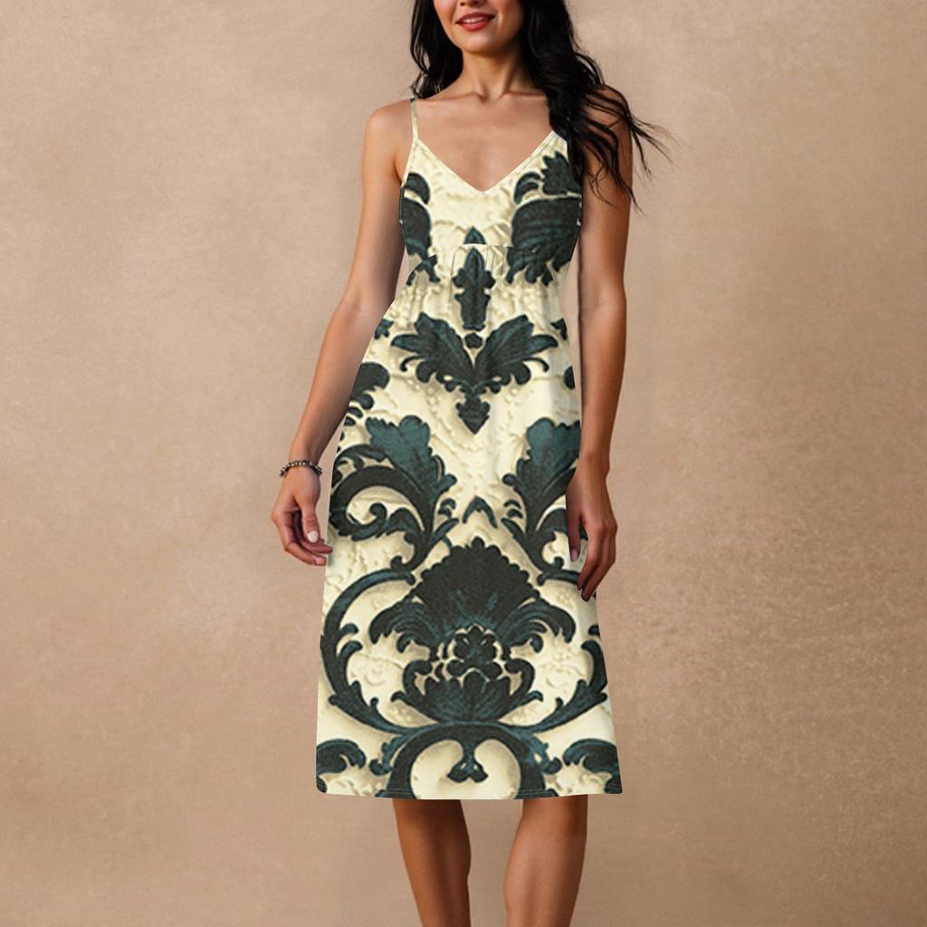 Dámské špagetové šaty bez zad s mašlí, volné, ležérní, plážové, prázdninové, letní šaty