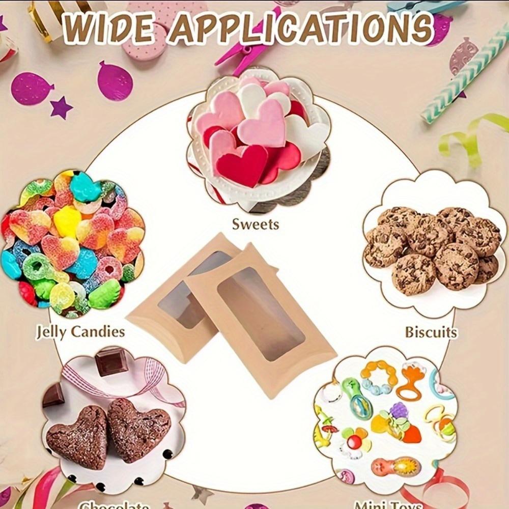 35pcs Creative Pillow Window Wedding Candy Boxes Exquisite Compact Gift Boxes Kraft Paper Box Cookie Box Packaging Box Wedding Gift Box Wedding Stuff