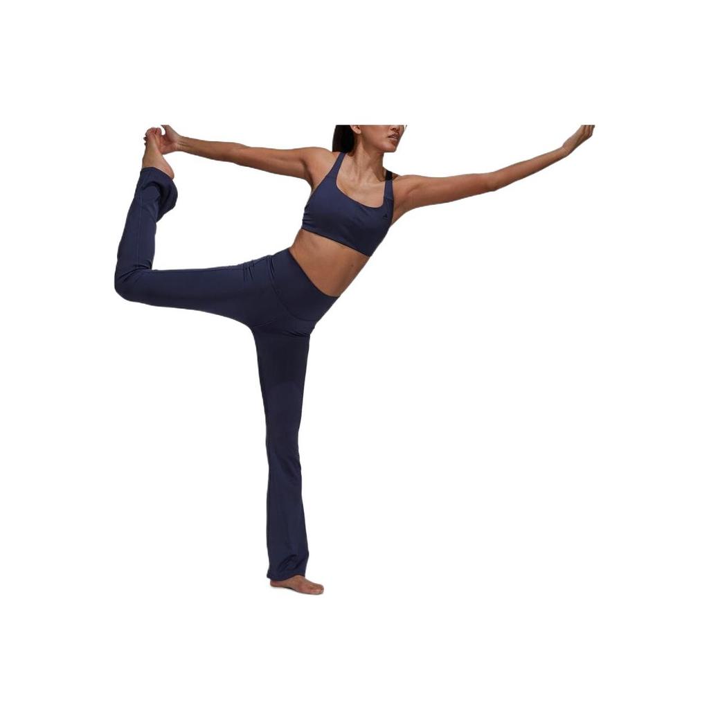 Adidas Solid Color Logo Print Yoga Leggings Women Leggings Navy-Blue HD4456