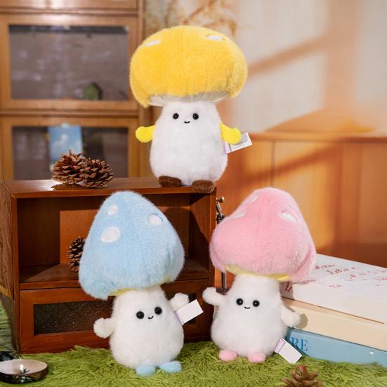 Mushroom Plush Toy Cartoon Stuffed Animal Soft Huggable Pillow Adorable Smiling Cushion for Kids & Collectors