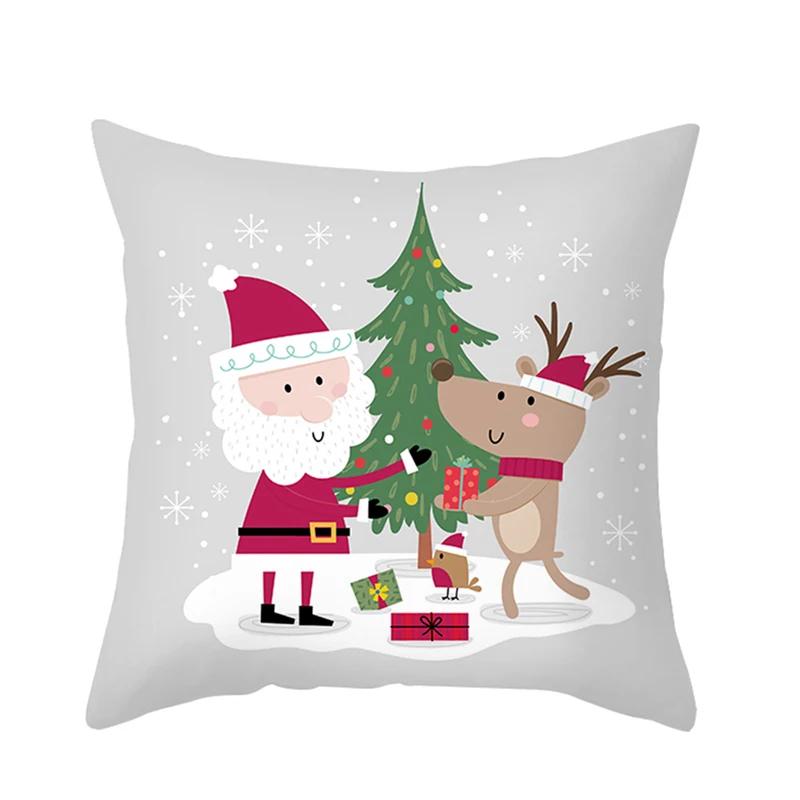 Merry Christmas Decorative Print Cushion Cover Home Living Room Sofa Square Pillow 45 * 45cm