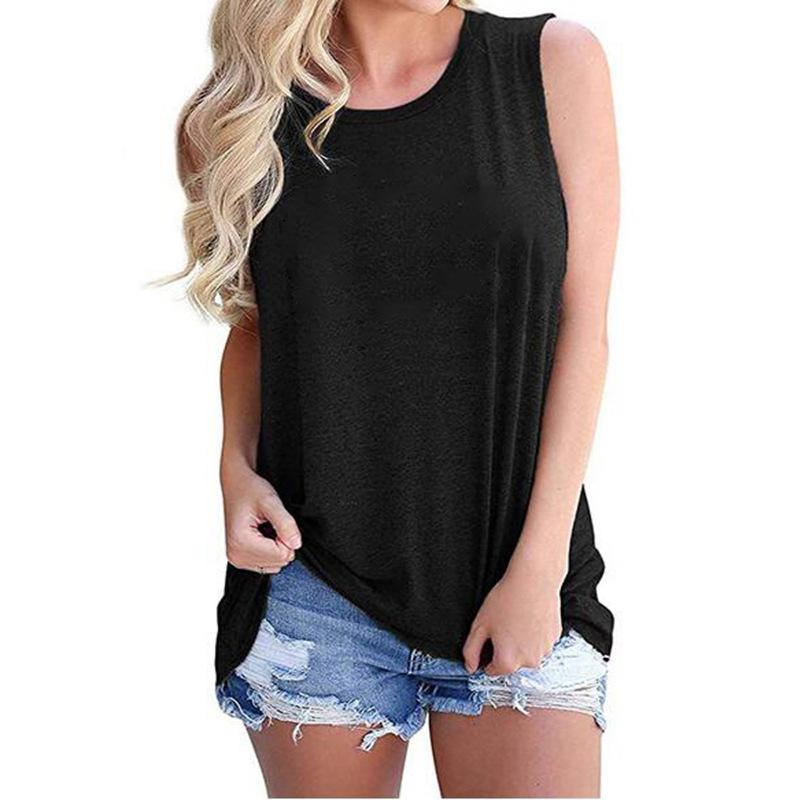 YYFS Women's Fashion Casual Summer Spring Solid Color Print Sleeveless O-Neck Blouses & Shirts