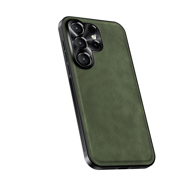 Samsung S26 Ultra Magnetische Metall-Linsenhülle mit Lederstruktur, Sturzsichere S25 Ultra A57 Schutzhülle