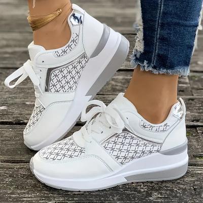 Zapatillas de plataforma de moda para mujer, zapatos casuales con cordones para exteriores, zapatos deportivos cómodos de caña baja, zapatos de talla grande 36-43