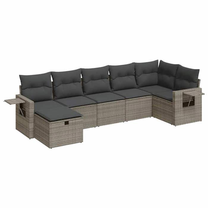 VidaXL Salon de jardin avec coussins 7 pcs gris résine tressée 3325506
