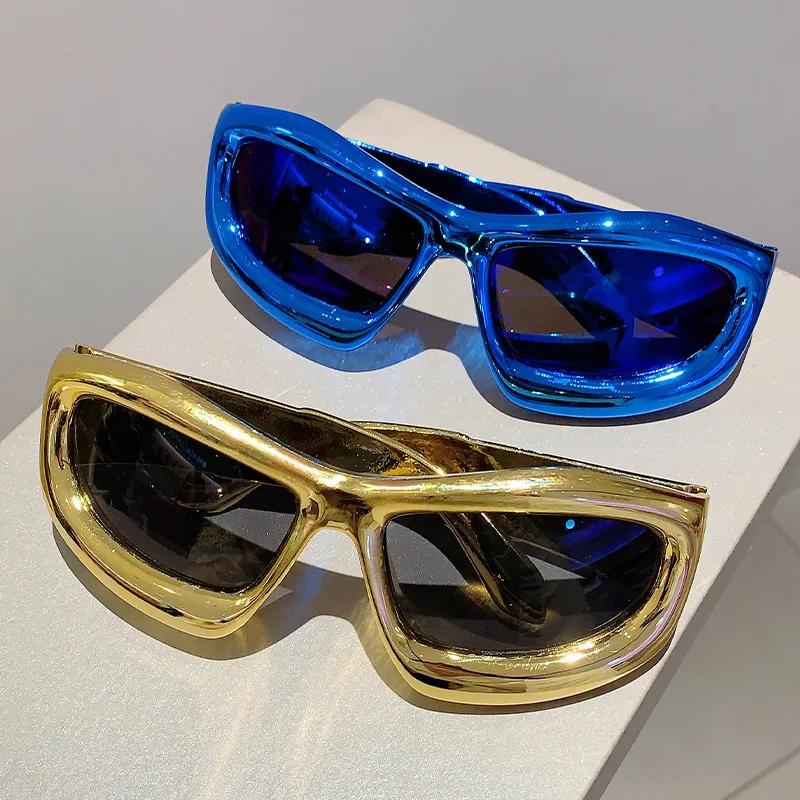 Y2K Oversized Big Frame Punk Square Sunglasses Women For Men Vintage Sun Glasses Luxury Brand Designer Steampunk Mirror Shades