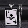 Lucky Spades Ace Halskjede for menn Smykker Rustfritt stål Poker Ace Pendant Rock Punk Casino Good Luck Kragetilbehør