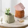 Household Creative Minimalist Desktop Leather Makeup Brush Holder Foldable Collapsible Pen Holders Sundries Organizing Basket