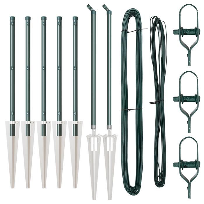 VidaXL Poteaux de clôture avec piquet 7 pcs Ø32 mm 120 cm en acier galvanisé 42004240