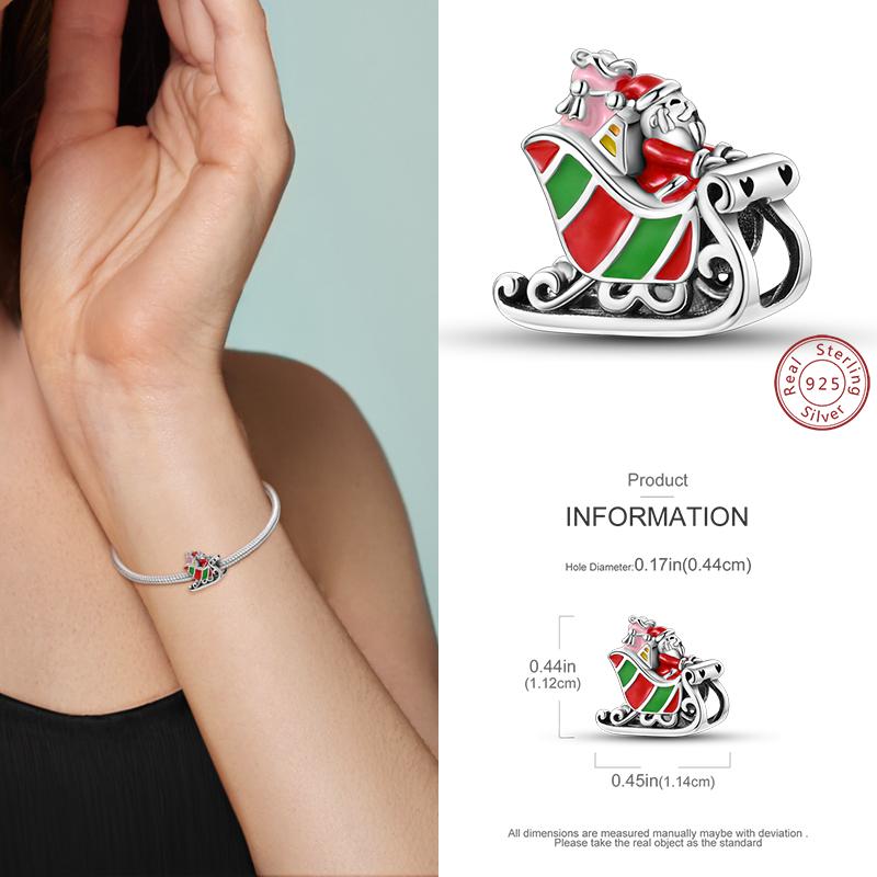 Copper Christmas Charm Beads Fit Original Bracelet Dangle Women Diy Jewelry Christmas Gifts