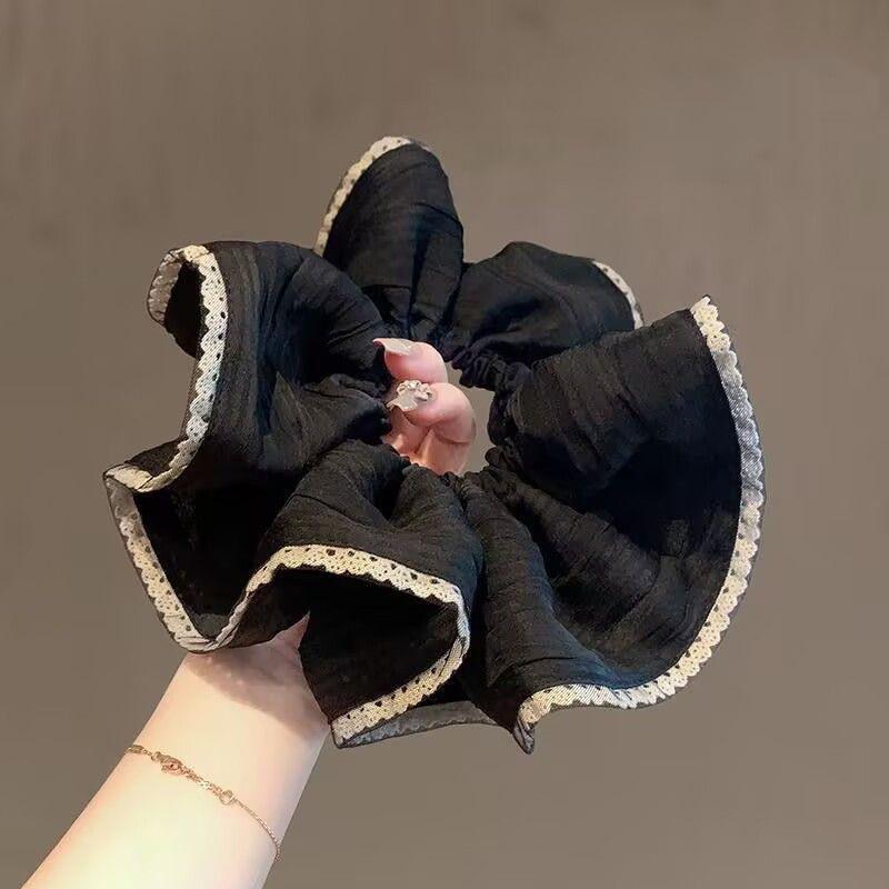 Korean Premium Lace Scrunchie: Women's High-End, Durable, Elastic Hair Accessory