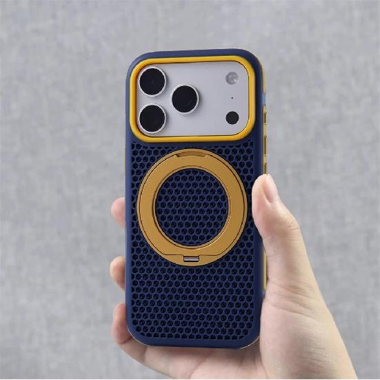 Dissipation Heat Rotatable Holder Magnetic Bumper Case For iPhone 18 17 Pro Max 16 15 14 13 For Magsafe Hit Color Cover Shell