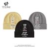 Heavy Industry Style Letter Embroidery Knitted Hat Women's Autumn and Winter Hip Hop Street Cold Hat Ear Protector Versatile Elastic Baotou Hat