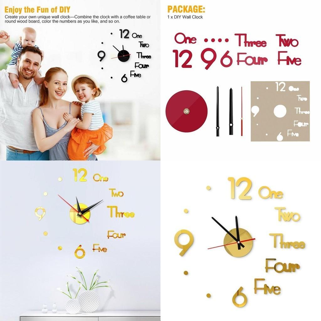 Elegant Large Wall Clock With 3d Stickers And Roman Numerals For Home Decor