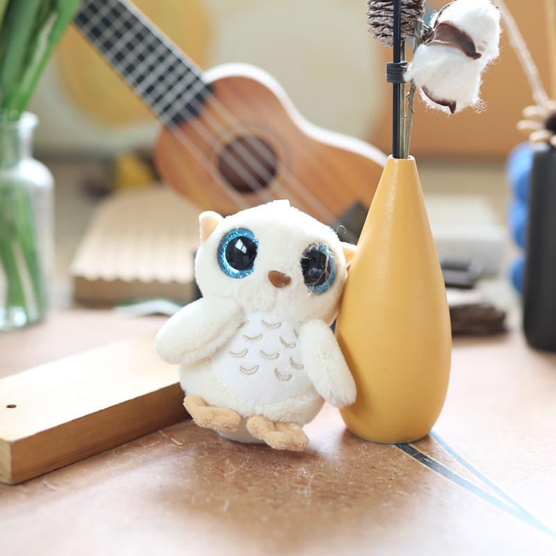 

Плюшевая игрушка Сова Брелок Милый мультяшный Супермягкий короткий ворс Детская кукла Сумка бежевый