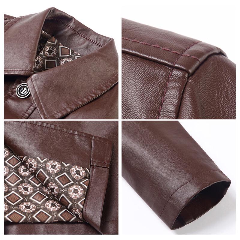 ROMON Men's Business Casual PU Leather Jacket