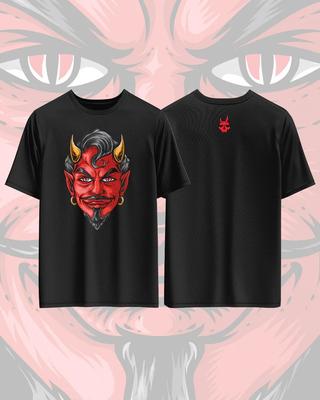 Devil Elements Printed Pure Cotton Tshirt for Men and Women Dark Style Short Sleeved Oversized Gothic Trend Summer Tshirt