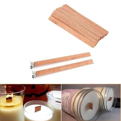 10 Sets Natural Wood Wax Wick DIY Candle Material Soy Wax Aromatherapy Smokeless Environmental Protection Wood Chip Wick Holder