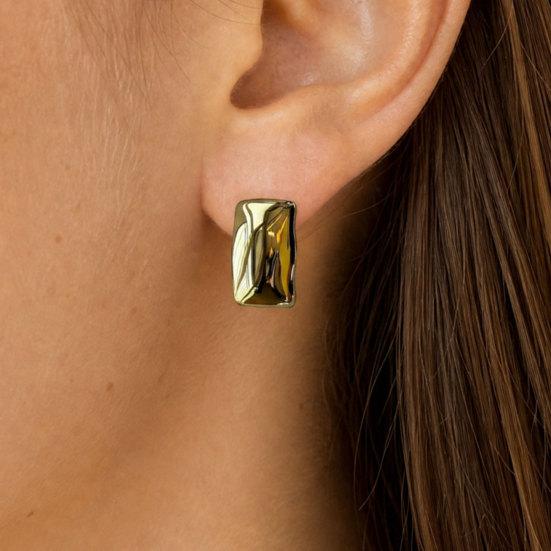 1 Pair Chunky Earrings for Women, Silver/Gold Statement Drop Stud Earrings, Geometric Square Jewelry Gift