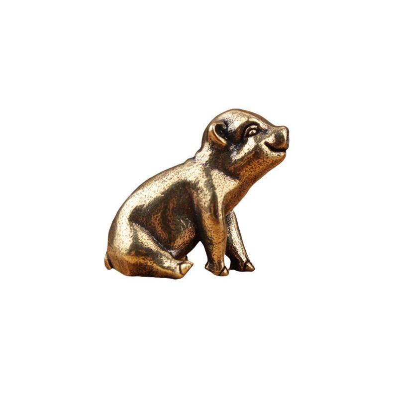 1/2Pcs Vintage Brass Pig Statue Figurine For Wealth Luck For Home Office Desk Decor Unique Ornaments Gift