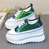 Fashion Genuine Leather Synthetic Platform Wedge Sneakers Chunky Hidden Heel Women Casual Females Spring Autumn  Women Shoes