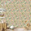 Wallpaper Small Flowers Green and Cream for Living Room and Bedroom 50x1000