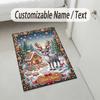 Christmas Theme Crystal Velvet Rug Personalized Custom Name Text Soft Floor Mat Home Decor