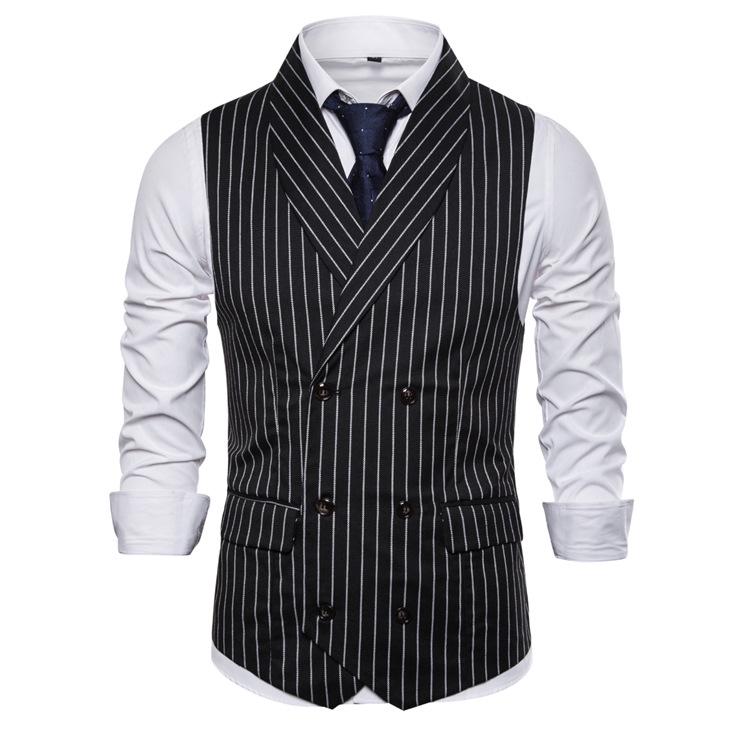Men's European-Style Striped Shawl Collar Suit Vest - Autumn/Winter Casual 2019