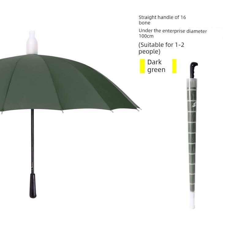 Waterproof Umbrella for Men and Women, Double Automatic Large Car-Mounted 16-Rib Long Handle Umbrella, Oversized Black Umbrella for Men and Women