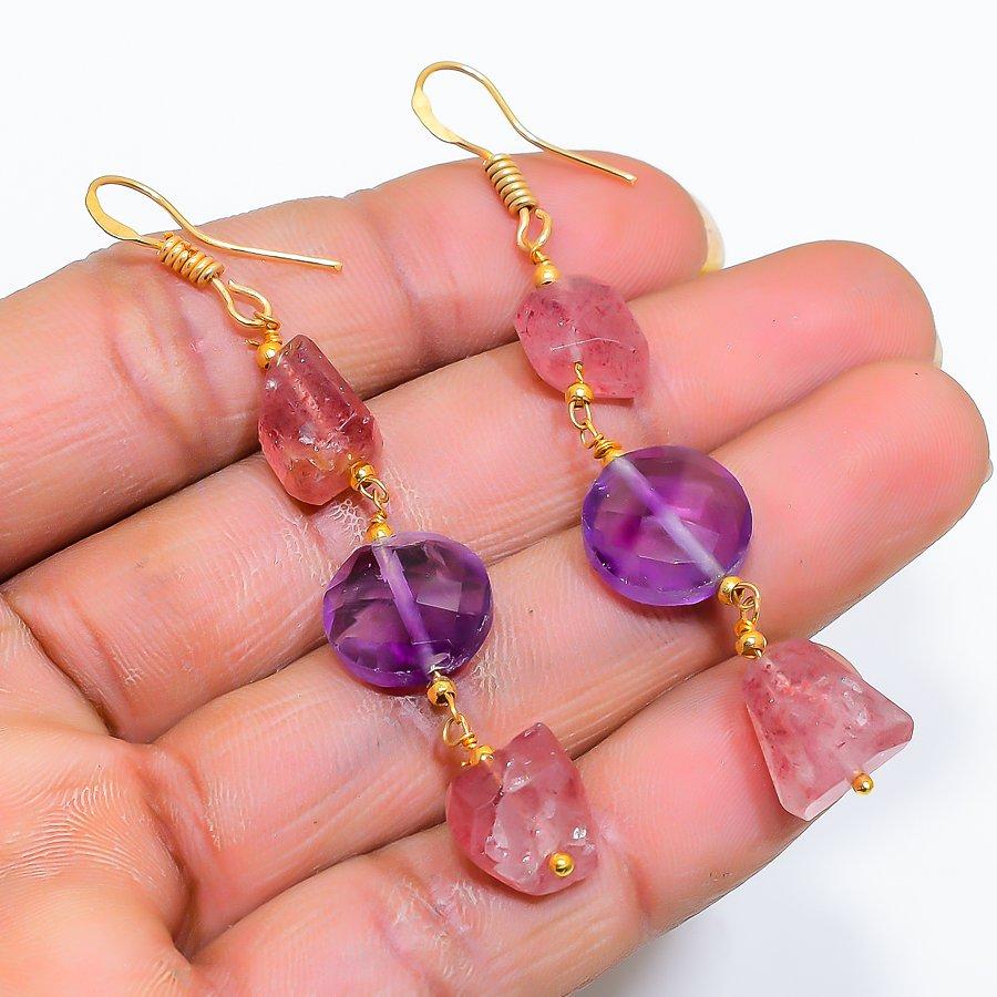 

Amethyst, Quartz Gemstone 925 Sterling Silver Jewelry Earring 2.68 GK-5197