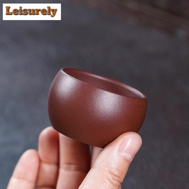 2pc/lot Purple Clay Teacup Aesthetic Tea Bowl Cute Cup Tea-tasting Smelling Cup Chazhan Master Cups Household Teaware Gift 55ml