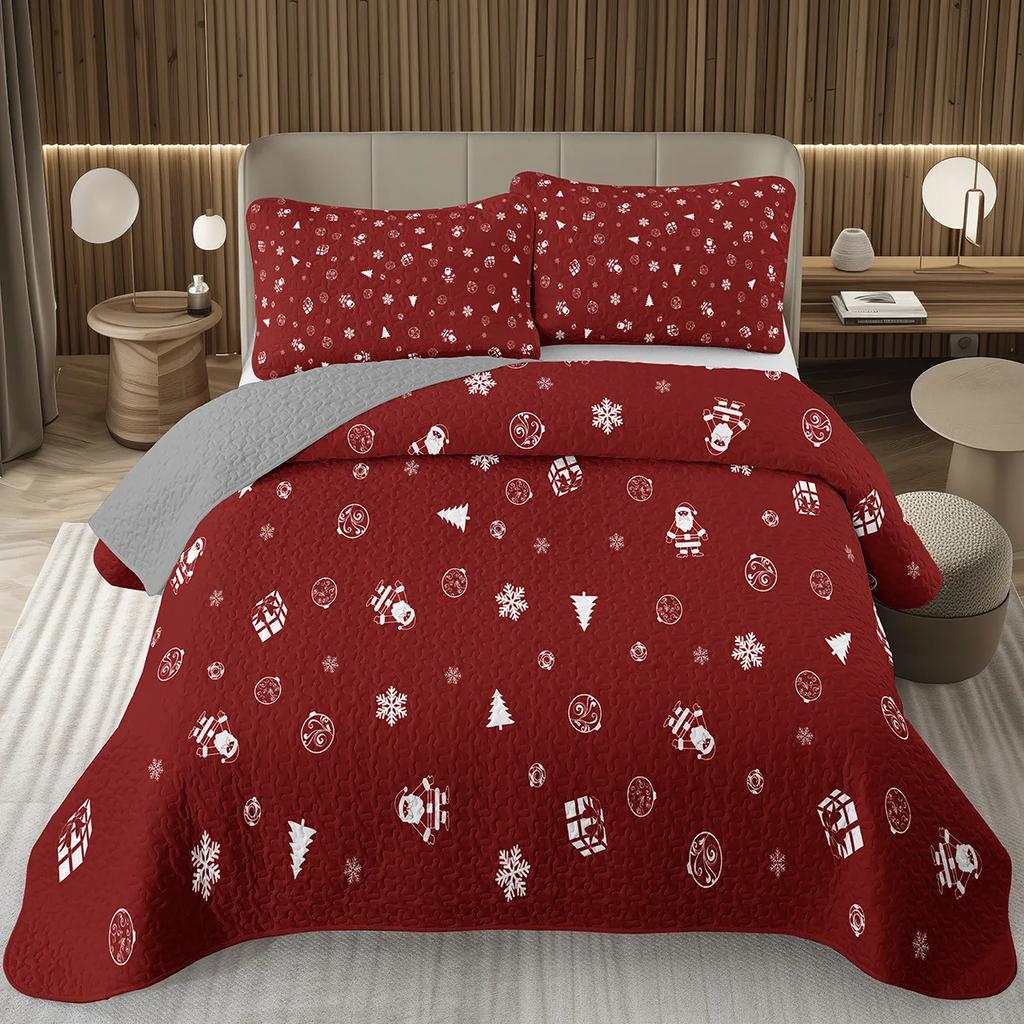 Christmas Coverlet Set Xmas Bedspread Set Twin Full King Size Christmas Tree Quilt Set For Christmas Rustic Party Holiday Decor