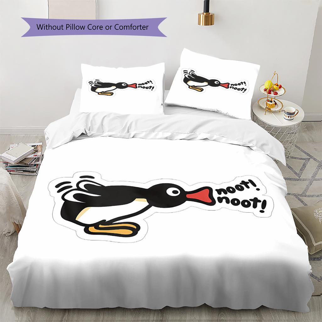 מצעי פינגווי, סט שמיכה כיסוי שמיכה ציפית לציפית מתנת יום הולדת לבית (1 * כיסוי שמיכה + 2 * ציפות, ללא ליבה)