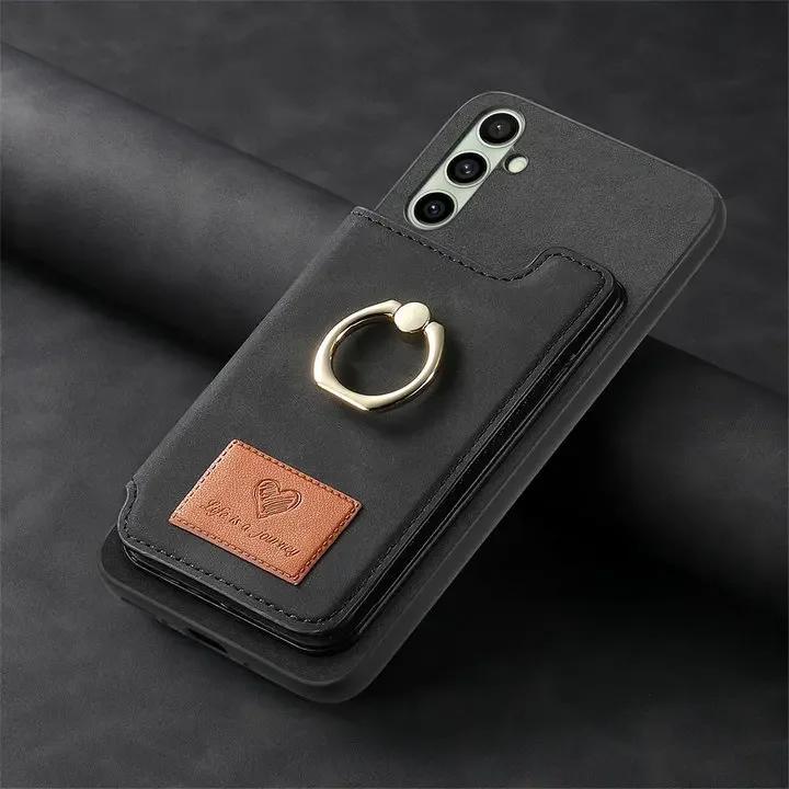 2 In 1 Detachable Cards Solt Wallet Leather Case For Samsung S25 Ultra S24 Plus S23 A56 A06 A16 A55 A35 A15 A05 A24 Ring Holder