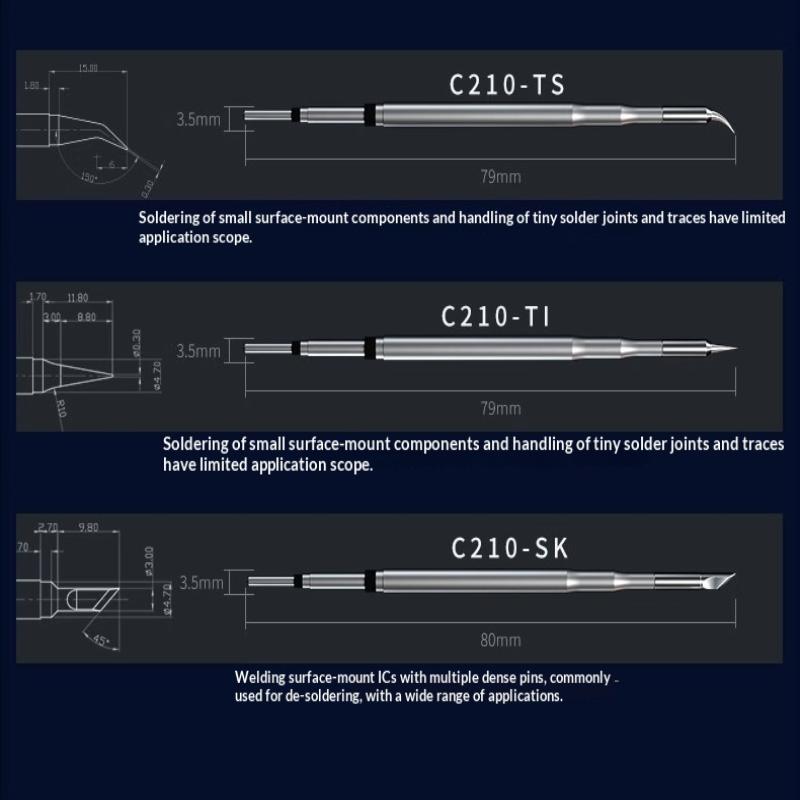C210 Sereis Soldering Iron Tips C210-Ts/Ti/Sk Replace Tip Universal Compatible T210 Soldering Station Welding Tools