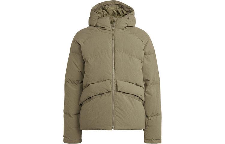 Adidas Down Jackets Men s Khaki Hooded Thickened Down Jacket IK3153 XL