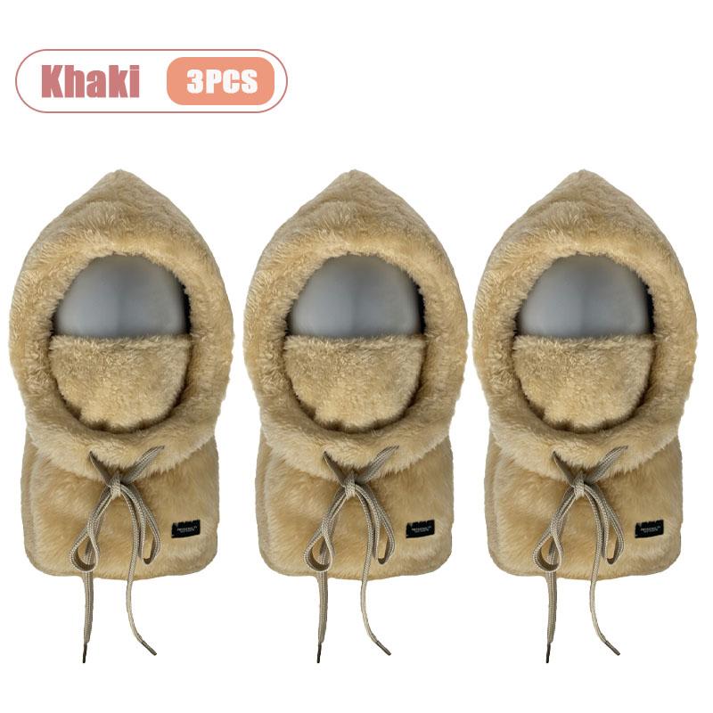 Womens Winter Hat Plush Ear Protection Neck Warmer Integrated with Windproof Face Mask for Skiing Cycling Outdoor Activities