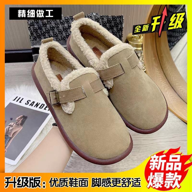 

Spring Festival new super fire versatile Boken girl shoes retro one-pedal soft-soled non-slip warm shoes 40 верблюд
