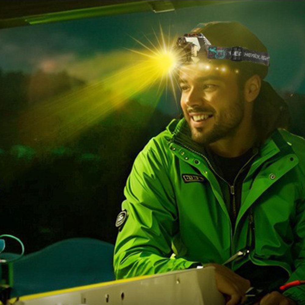 LED Multifunctional Head Flashlight Waterproof Long Range Emergency Headlight 3 Lights Source for Cycling Outdoor Running Hiking