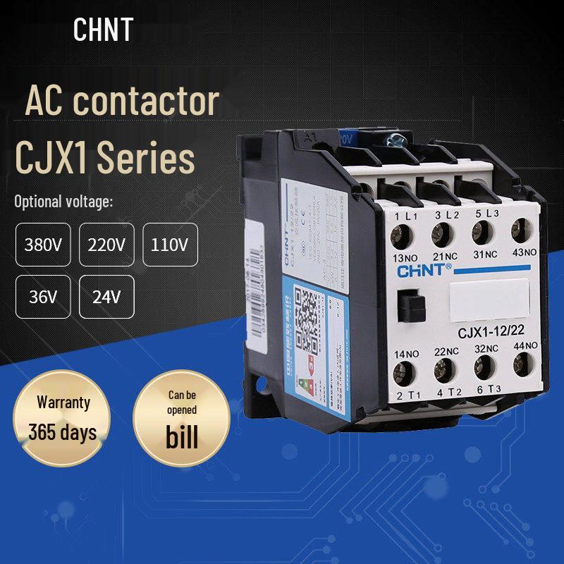 Chint CJX1 Series AC Contactor: 9/22, 12/22, 16/22, 32/22, 45, 63-7, available in 220V, 380V.