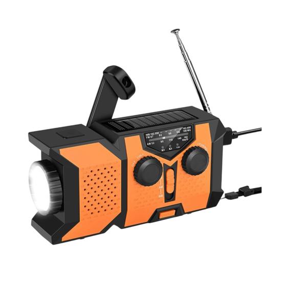 Emergency Radio with SOS Alarm Flashlight Solar Powered Hand Crank Rechargeable Radio Outdoor Camping