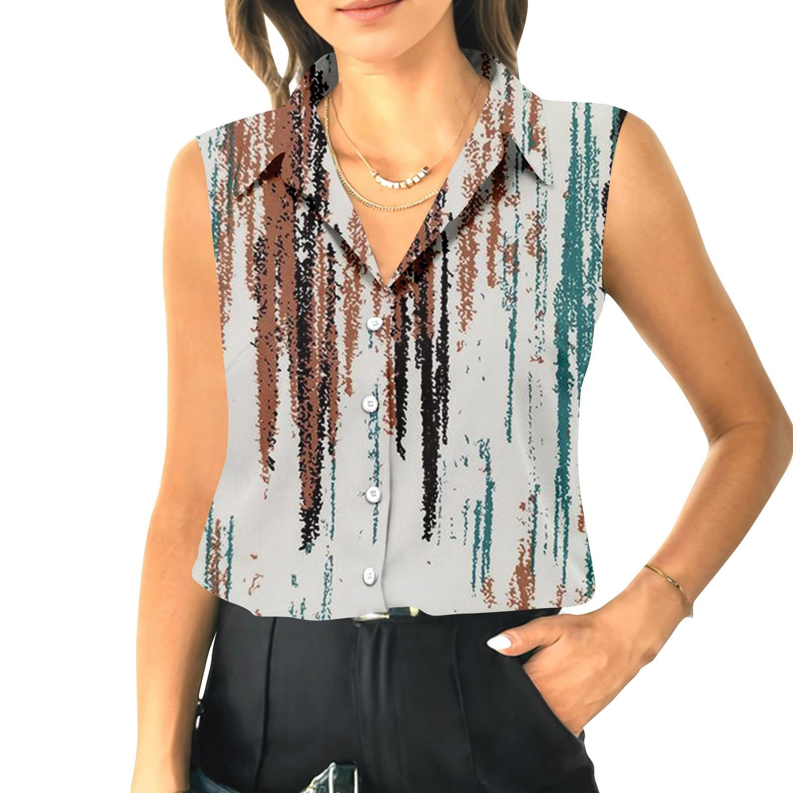 

Женский летний свободный топ без рукавов с воротником-стойкой XXXL