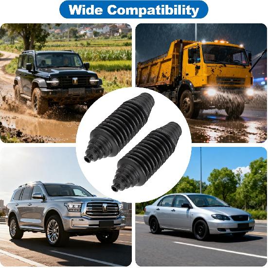 Toolwiz Inner Tie Rod Boot Kit, 2PCS Universal Adjustable Car Tie Rod Boot With Bellow Cable Ties And Clamps, Dustproof Silicone Rack And Pinion Boot