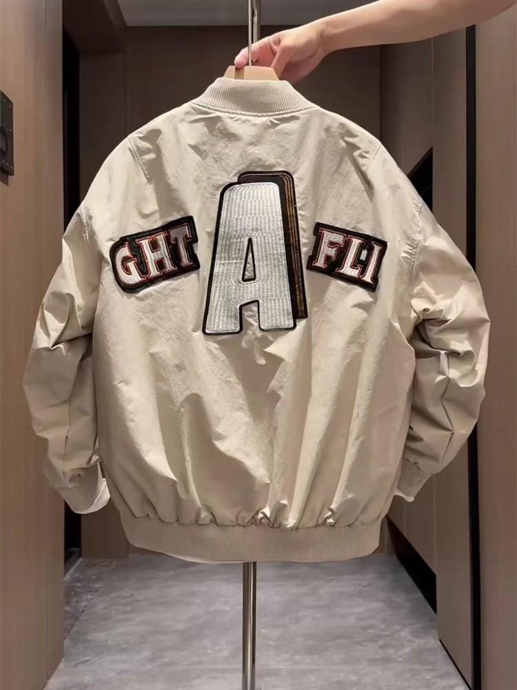 Spring Men's Embroidered Letter Stand Collar Baseball Jacket, Versatile, Loose, Breathable, Trendy Couples' Fashion.