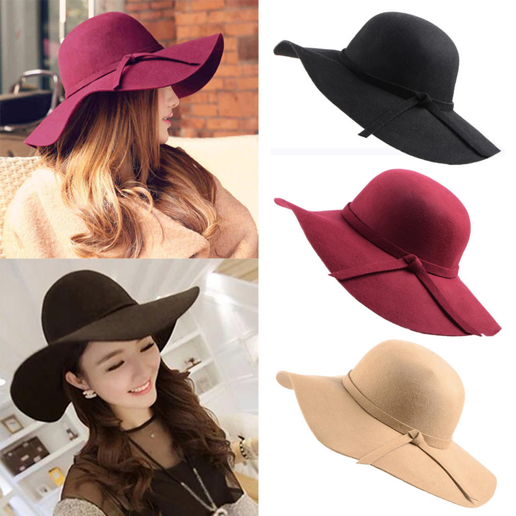 DOSOMI Vintage Women Wool Felt Floppy Fedora Bowler Cloche Hat Lady Flower Cap DOSOMI Vintage Women Wool Felt Floppy Fedora Bowler Cloche Hat Lady Flower Cap