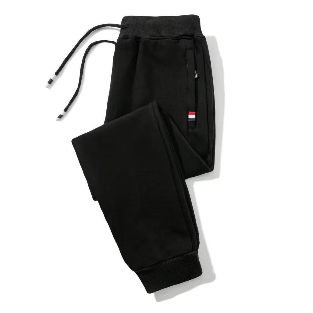2024 Velvet Thickened Men's Loose Casual Zipper Sweatpants for Autumn and Winter