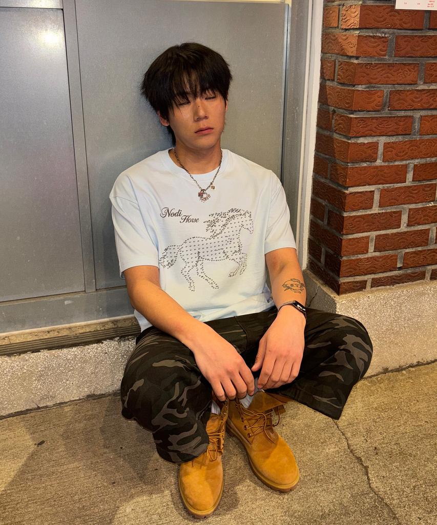 Nodi Flow Arrow Horse Crop Tee Ivory